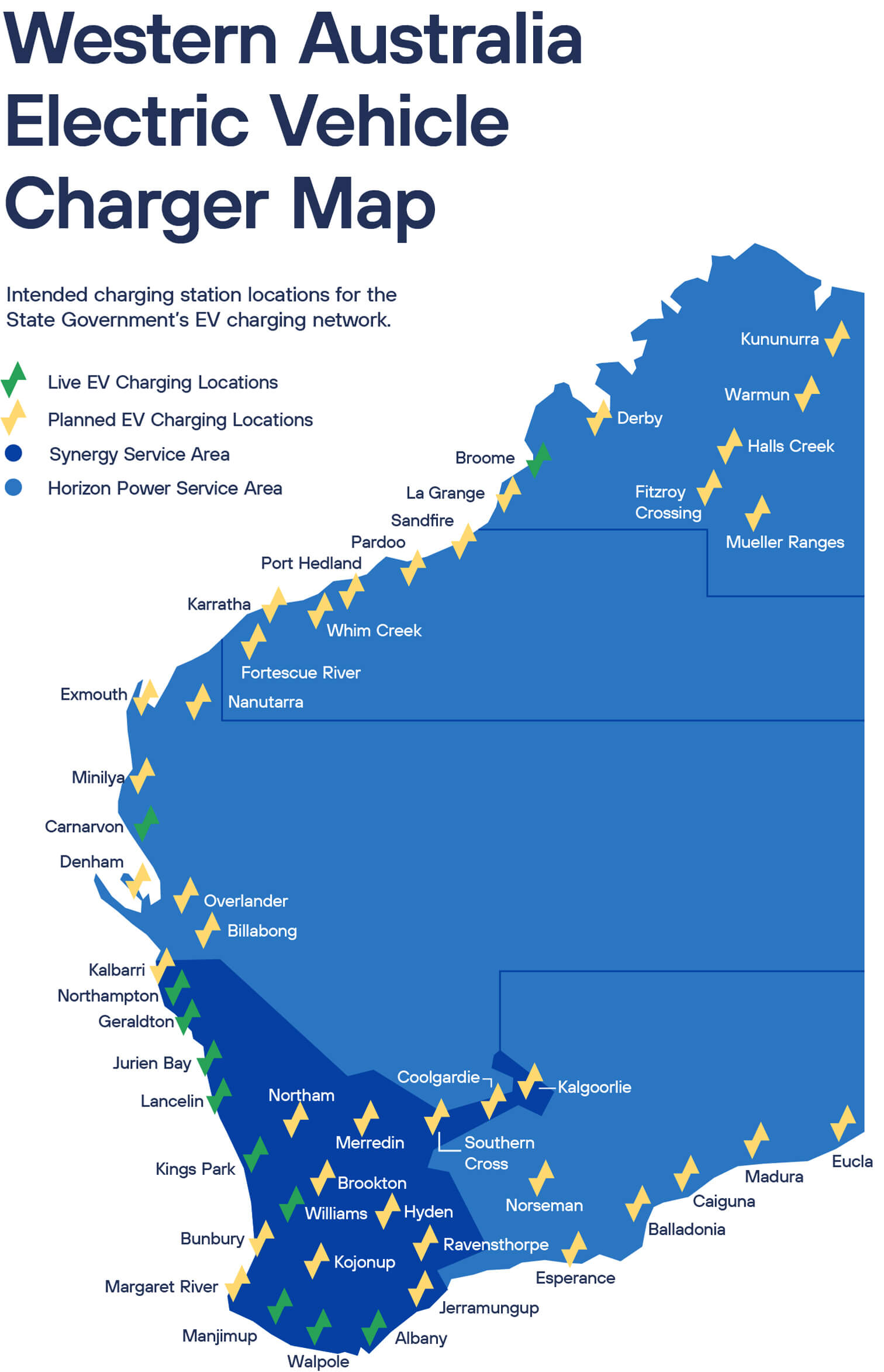 Map of the WA EV Network locations