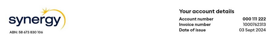 Residential Synergy Bill account number example