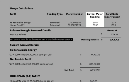 Understanding your solar bill meter reading